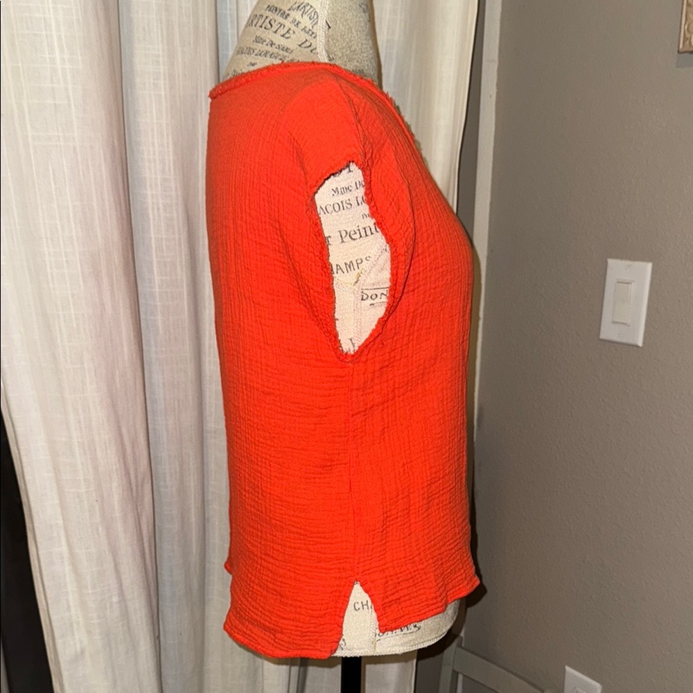 Philosophy Republic Clothing Women's shirt Coral Orange Top shortsleeve blouse S - Picture 6 of 10